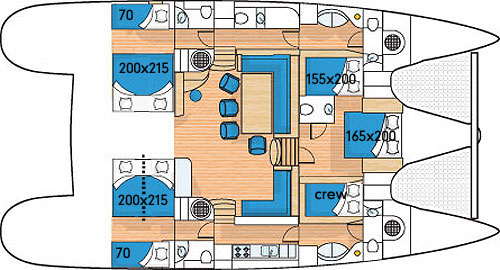 privilege 585 catamaran layout
