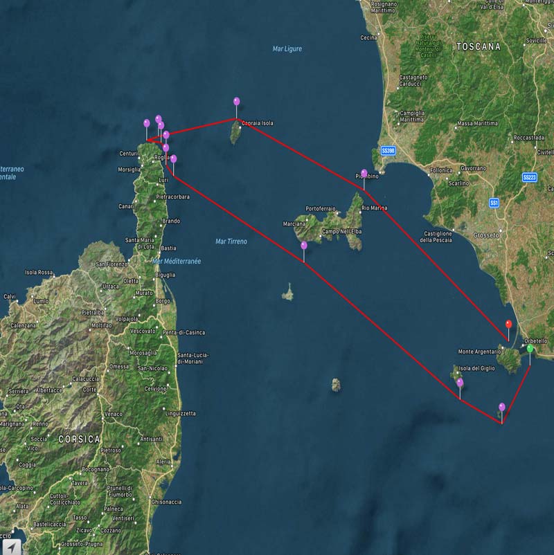 Route Korsika Toskanisches Archipel