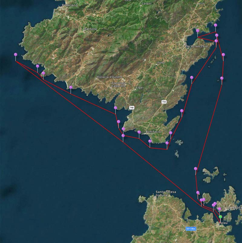 Route Korsika Nordsardinien